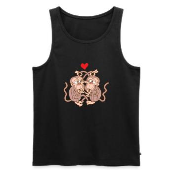 Monkeys Eating Lice and Falling in Love - Men's Premium Organic Tank Top - black - Front - AI Model Male 178 light (178cm)
