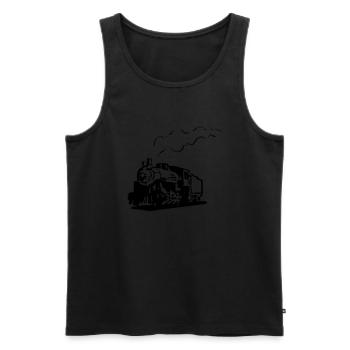 dampflok railroad locomotive romance - Men's Premium Organic Tank Top - black - Front - AI Model Male 178 light (178cm)