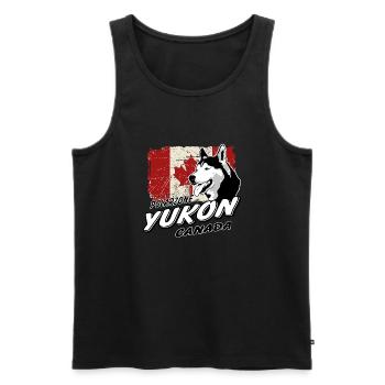 Yukon - Husky - Canada Vintage Flag - Männer Premium Bio Tank Top - Schwarz - Vorne - AI Model Male 178 light (178cm)