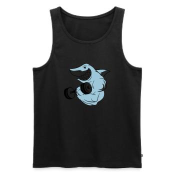 shark_bodybuilder - Männer Premium Bio Tank Top - Schwarz - Vorne - Michal (187cm)