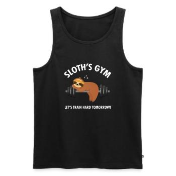 Sloth's Gym - Let's Train Hard Tomorrow - Débardeur bio Premium Homme - noir - Devant - AI Model Male 178 light (178cm)