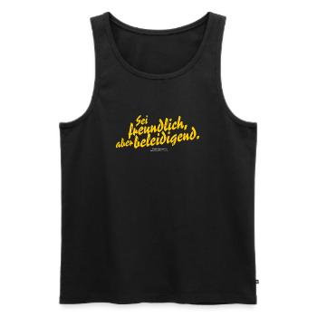 Sprüche T Shirt Design Sei freundlich - Männer Premium Bio Tank Top - Schwarz - Vorne - AI Model Male 178 light (178cm)