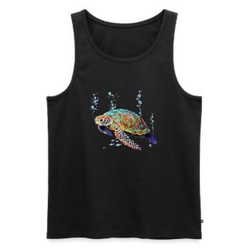 Meeresschildkröte, Luftblasen und Fische Abbildung - Männer Premium Bio Tank Top - Schwarz - Vorne - Michal (187cm)