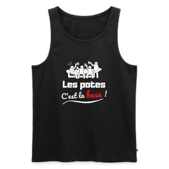Les potes c'est la base - Débardeur bio Premium Homme - noir - Devant - Michal (187cm)
