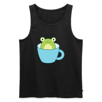 Frosch in der Tasse - Männer Premium Bio Tank Top - Schwarz - Vorne - AI Model Male 178 light (178cm)