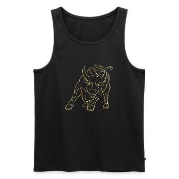 Taureau / Wall Street Haussier / Bourse / Lambo - Débardeur bio Premium Homme - noir - Devant - AI Model Male 178 light (178cm)