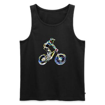 vtt mtb downhill - Débardeur bio Premium Homme - noir - Devant - AI Model Male 178 light (178cm)