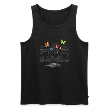 In the objective - Men's Premium Organic Tank Top - black - Front - AI Model Male 178 light (178cm)