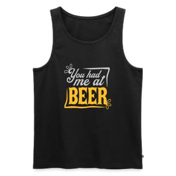 La bière dit persuadée - Débardeur bio Premium Homme - noir - Devant - AI Model Male 178 light (178cm)