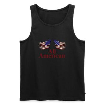 All American - Men's Premium Organic Tank Top - black - Front - AI Model Male 178 light (178cm)