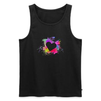 Herz - Männer Premium Bio Tank Top - Schwarz - Vorne - Michal (187cm)