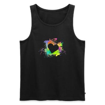 Herz Bunt - Männer Premium Bio Tank Top - Schwarz - Vorne - Michal (187cm)