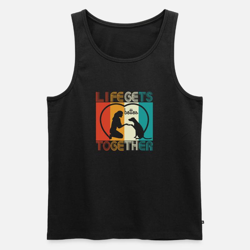 Hund - Life gets better together - Männer Premium Bio Tank Top - Schwarz