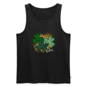 Happy St. Patrick's Day Saint Patrick Ireland Irish - Men's Premium Organic Tank Top - black - Front - AI Model Male 178 light (178cm)