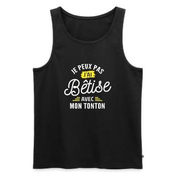 je peux pas j ai bêtise avec mon tonton - Débardeur bio Premium Homme - noir - Devant - Michal (187cm)