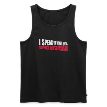speak lyrics and sarcasm - Men's Premium Organic Tank Top - black - Front - AI Model Male 178 light (178cm)
