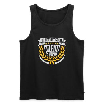 not antisocial anti stupid - Männer Premium Bio Tank Top - Schwarz - Vorne - AI Model Male 178 light (178cm)