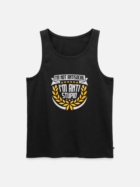 pas antisocial anti-stupide - Débardeur bio Premium Homme - noir