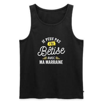 je peux pas j ai bêtise avec ma marraine - Débardeur bio Premium Homme - noir - Devant - Michal (187cm)