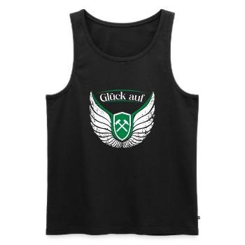 Erzgebirge Glück auf Heimat Wandern Bergbau - Männer Premium Bio Tank Top - Schwarz - Vorne - Michal (187cm)