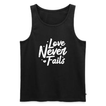 love never fails Design for a person in love - Männer Premium Bio Tank Top - Schwarz - Vorne - AI Model Male 178 light (178cm)