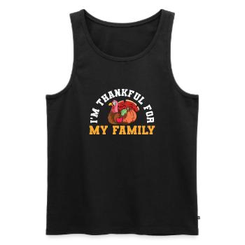 I'm thankful for my family - Funny Turkey - Débardeur bio Premium Homme - noir - Devant - Michal (187cm)