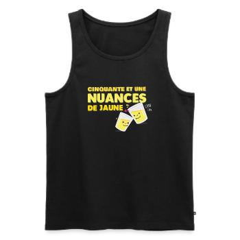 Cinquante et une nuances de jaune - Débardeur bio Premium Homme - noir - Devant - AI Model Male 178 light (178cm)