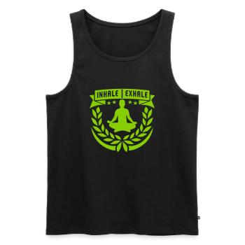 inhale exhale yoga quote - Men's Premium Organic Tank Top - black - Front - Michal (187cm)