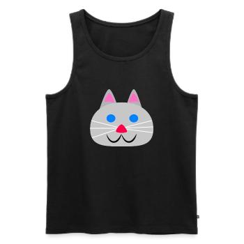 Visage de chat mignon - Débardeur bio Premium Homme - noir - Devant - Michal (187cm)