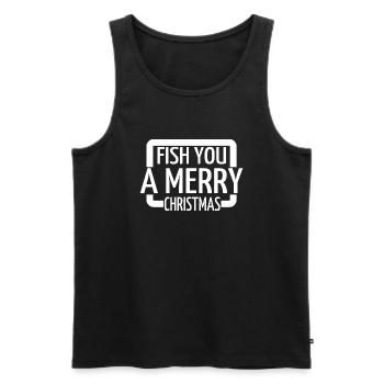 bass fishing funny fun beach holiday cool quote - Männer Premium Bio Tank Top - Schwarz - Vorne - AI Model Male 178 light (178cm)