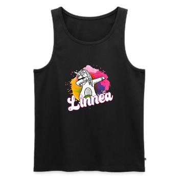 LINNEA - Schöner Name mit dabbing Einhorn - Männer Premium Bio Tank Top - Schwarz - Vorne - Michal (187cm)