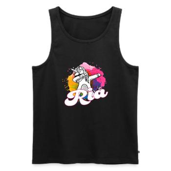 RIA - Beau nom avec licorne dabbing - Débardeur bio Premium Homme - noir - Devant - Michal (187cm)