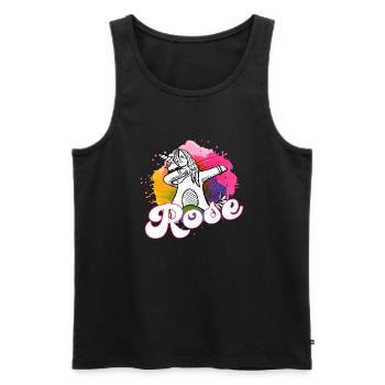 ROSE - Schöner Name mit dabbing Einhorn - Männer Premium Bio Tank Top - Schwarz - Vorne - Michal (187cm)