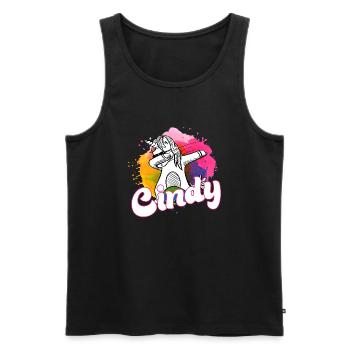CINDY - Schöner Name mit dabbing Einhorn - Männer Premium Bio Tank Top - Schwarz - Vorne - Michal (187cm)