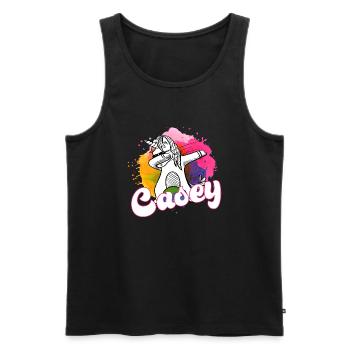 CASEY - Beau nom avec dabbing licorne - Débardeur bio Premium Homme - noir - Devant - Michal (187cm)