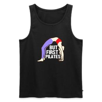 But First Pilates Fitness Exercise - Men's Premium Organic Tank Top - black - Front - AI Model Male 178 light (178cm)