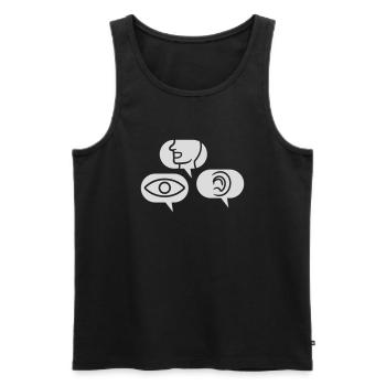 Hear See Speak Speech bubbles - Men's Premium Organic Tank Top - black - Front - AI Model Male 178 light (178cm)
