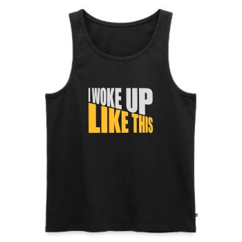 woke up like this - Men's Premium Organic Tank Top - black - Front - AI Model Male 178 light (178cm)