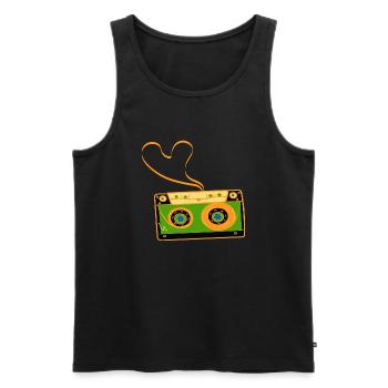 Cassette Band Heart - Débardeur bio Premium Homme - noir - Devant - Michal (187cm)