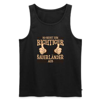 Richtiger Sauerländer Sauerland NRW Region - Männer Premium Bio Tank Top - Schwarz - Vorne - AI Model Male 178 light (178cm)
