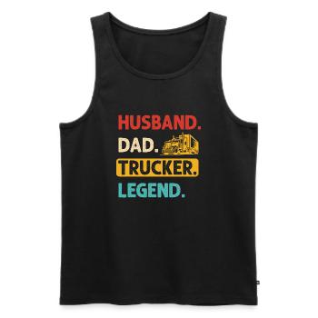 Husband Father Trucker Legend - Men's Premium Organic Tank Top - black - Front - Michal (187cm)