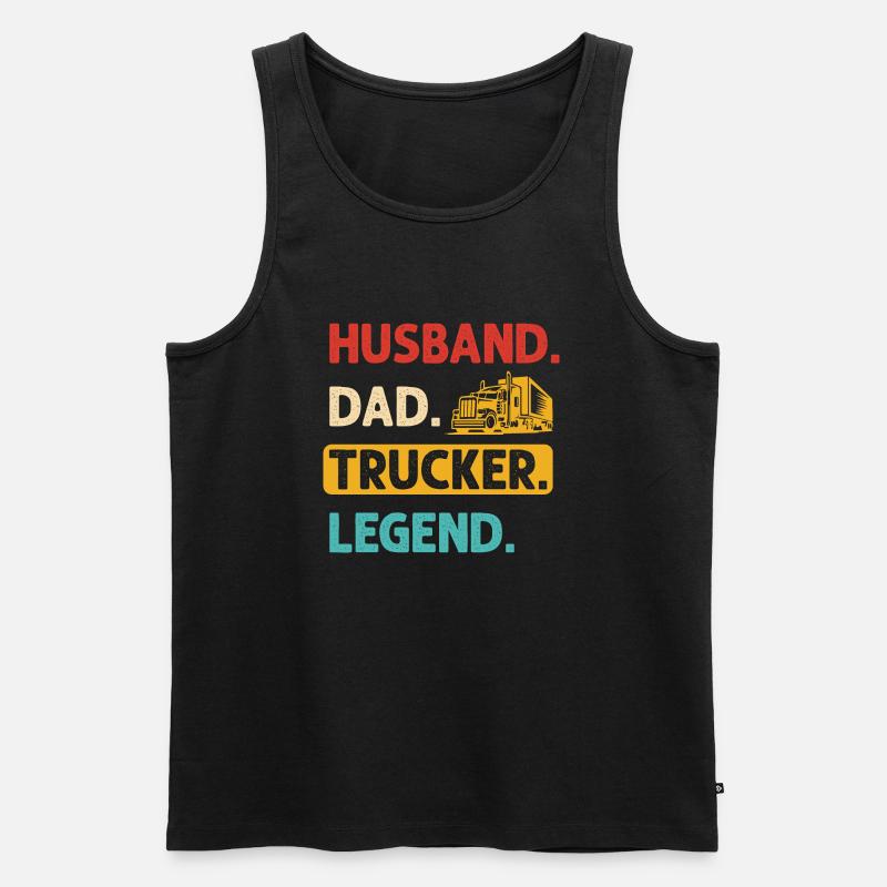Ehemann Vater Trucker Legende - Männer Premium Bio Tank Top - Schwarz
