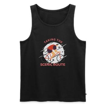 Taking The Scenic Route Retro Biking - Men's Premium Organic Tank Top - black - Front - AI Model Male 178 light (178cm)