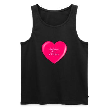 Helfen mit HERZ - Männer Premium Bio Tank Top - Schwarz - Vorne - AI Model Male 178 light (178cm)