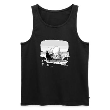 Cali der Oktopus-Pianist - Männer Premium Bio Tank Top - Schwarz - Vorne - AI Model Male 178 light (178cm)