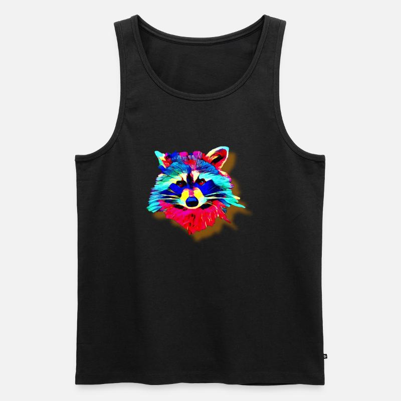 Regenbogen Waschbär - Männer Premium Bio Tank Top - Schwarz