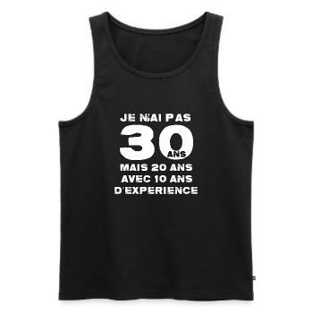 Je n'ai pas 30 ans mais 20 ans avec 10 ans - Débardeur bio Premium Homme - noir - Devant - AI Model Male 178 light (178cm)