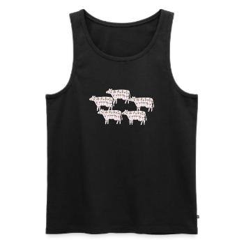 Vaches pleines de champignons - Débardeur bio Premium Homme - noir - Devant - Michal (187cm)