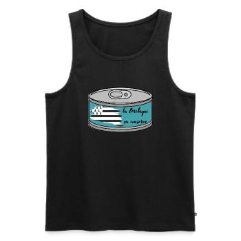 la bretagne sa conserve cadeau homme femme enfant - Débardeur bio Premium Homme - noir - Devant - Michal (187cm)