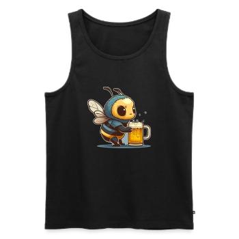 Cool bee drinks a glass of beer - Men's Premium Organic Tank Top - black - Front - AI Model Male 178 light (178cm)